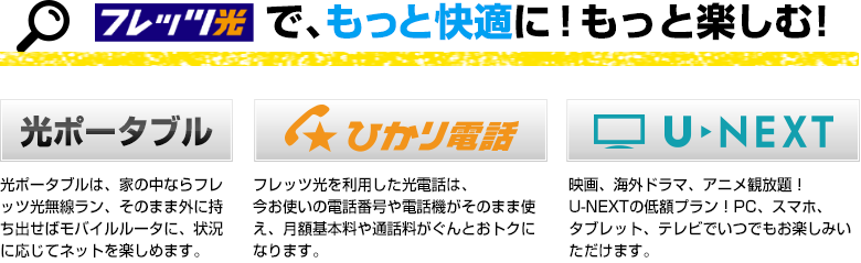 フレッツ光で、もっと快適に!もっと楽しむ!